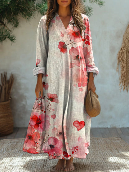Watercolor Plum Blossom Art Printed Women's Dress