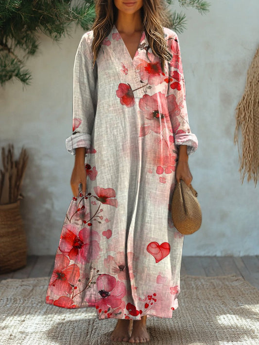 Watercolor Plum Blossom Art Printed Women's Dress