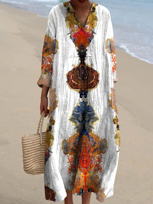 Women's Vintage Abstract Painting Art Print Casual Dress