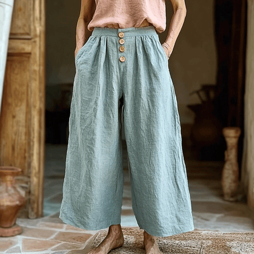 Women's Linen Solid Color 9-point Harem Trouser Pants
