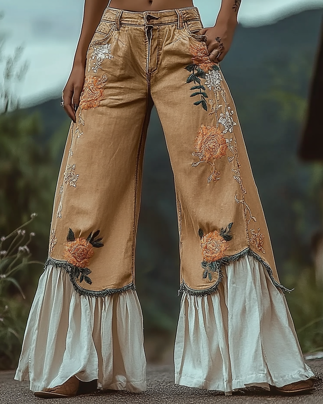 Vintage Loose Casual Splicing Pants 4b4d