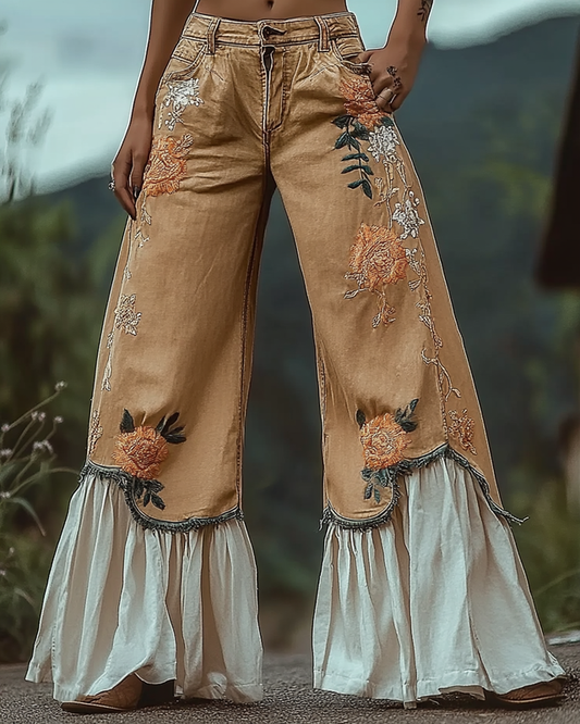 Vintage Loose Casual Splicing Pants 4b4d