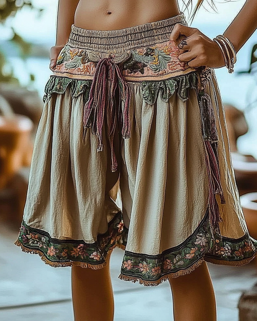 Vintage Loose Casual Linen Shorts 1226