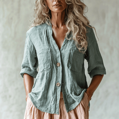 Women's Casual Bohemian Linen Style Long-sleeve Top Shirt